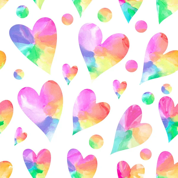 Arco-íris corações sem costura padrão — Fotografia de Stock