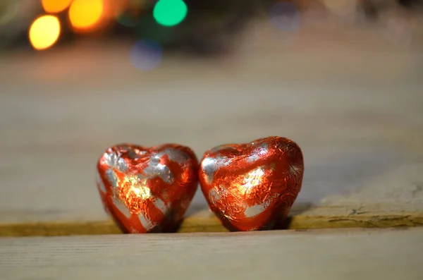 キャンディ形赤箔の心 — ストック写真