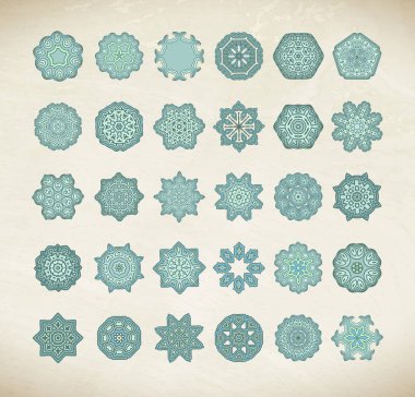 Mavi vektör mandala set