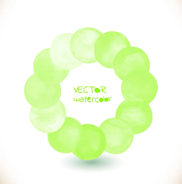 Acuarela verde pintado vector círculo marco bandera — Vector de stock