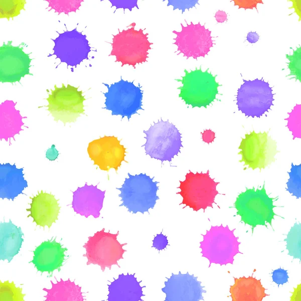 Farbenfrohe Aquarelle spritzt nahtloses Muster — Stockvektor