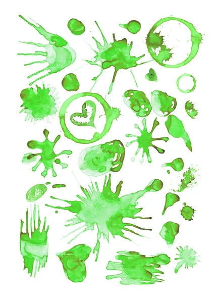 Green watercolor splashes vector — Stock Vector