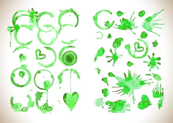 Green watercolor splashes vector — Stock Vector