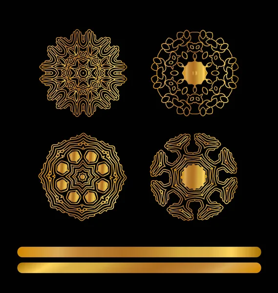 Mandala de oro sobre fondo negro — Vector de stock