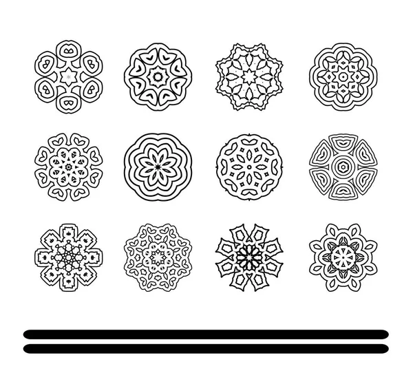 Orientalisches schwarz-weißes Mandala. — Stockvektor