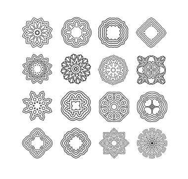 Oriental siyah beyaz mandala. 