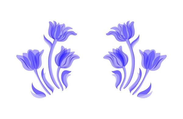 Tulipanes vector azul — Archivo Imágenes Vectoriales