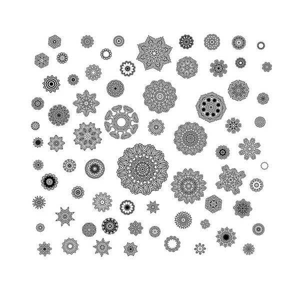 Conjunto de patrón circular. Mandala negro oriental . — Archivo Imágenes Vectoriales