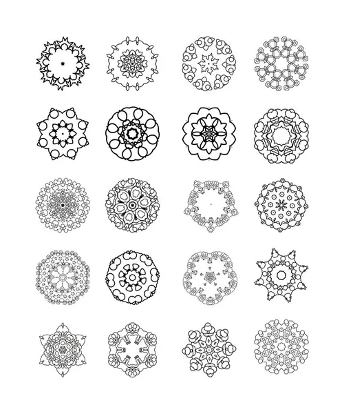 Dairesel deseni kümesi. Oryantal siyah mandala. 