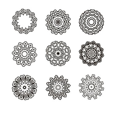 Mandala ayarlayın. Yuvarlak süsleme desen