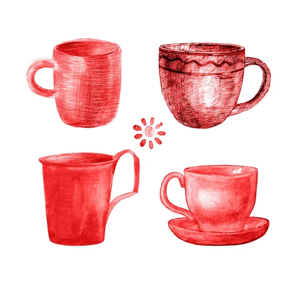 Coffee cup painted set — Stock Photo, Image