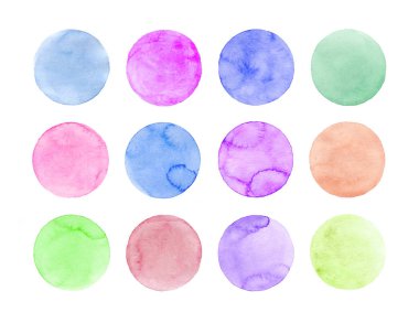 Pastel suluboya daireler kümesi