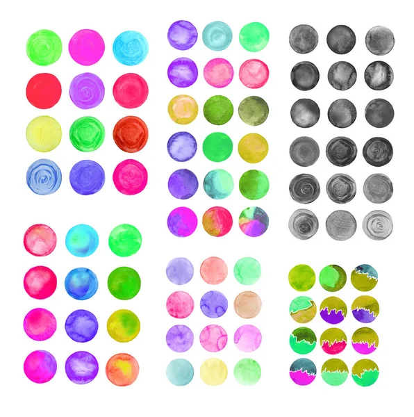 Set van regenboog aquarel cirkels — Stockfoto