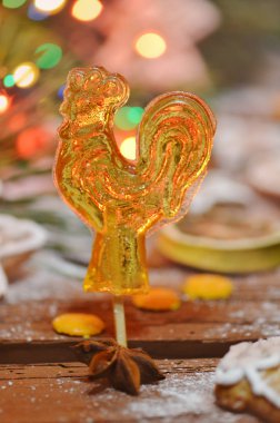 Horoz şeker tatil bokeh arka plan üzerinde