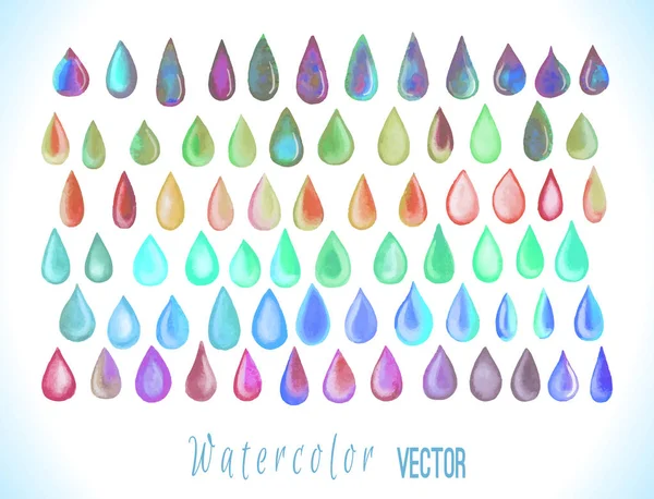 Colorido juego de salpicaduras vector acuarela — Vector de stock