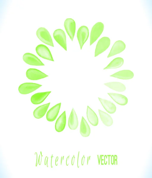 Vetor aquarela verde pintado vetor círculo quadro banner — Vetor de Stock