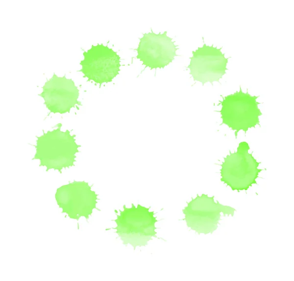 Bannière de cadre de cercle vectoriel peint vert aquarelle — Image vectorielle