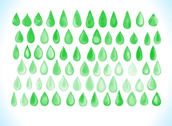 Acuarela gotas verdes aisladas sobre fondo blanco . — Vector de stock