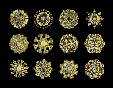 Siyah zemin üzerine altın dairesel süsleme