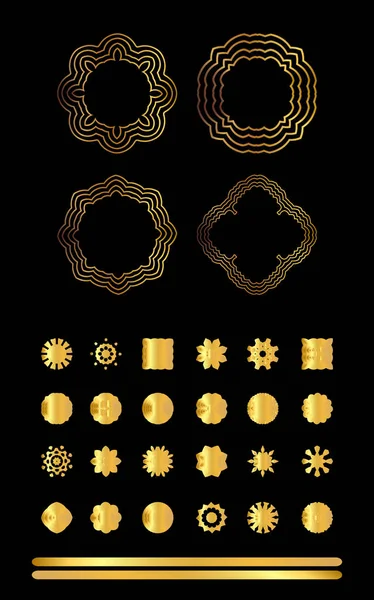 Ornement circulaire en or sur fond noir — Image vectorielle