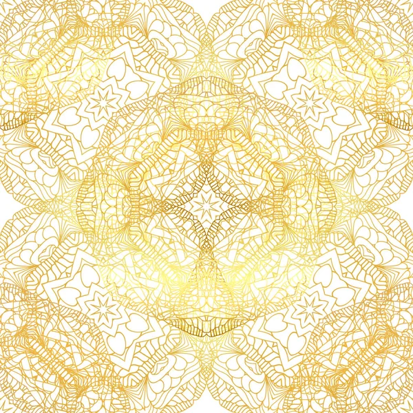 Vector seamless gold pattern with gold ornament — Stock Vector