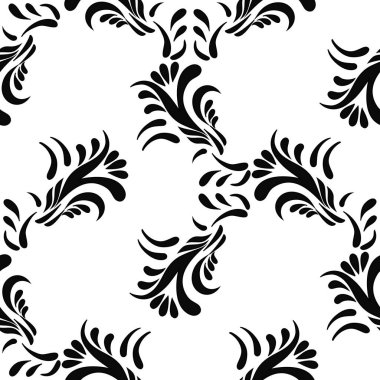 Sorunsuz soyut siyah çiçek desenli