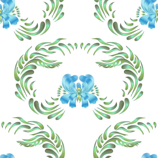 Modèle de fleur sans couture bleu — Image vectorielle