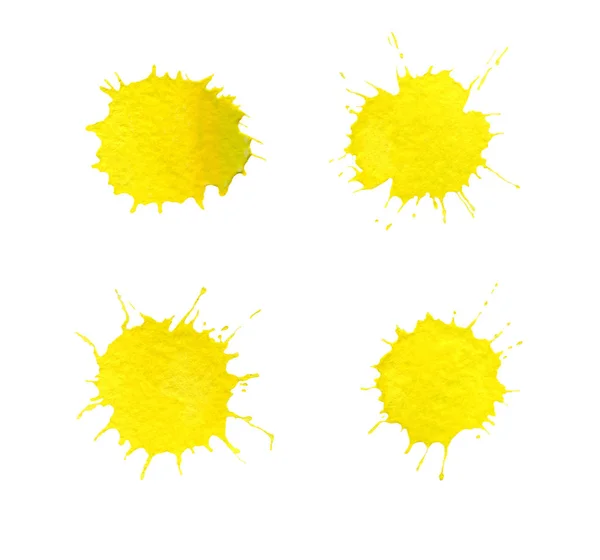 Żółte plamy malowane akwarela zestaw — Zdjęcie stockowe