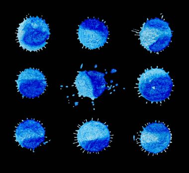 Mavi suluboya sıçrama. Sulu Boya renkli yuvarlak nokta. 