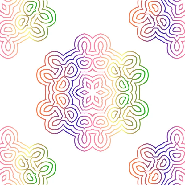 Modèle multicolore sans couture avec mandalas orientales — Image vectorielle