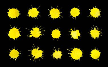 İzole sarı suluboya öğeleri