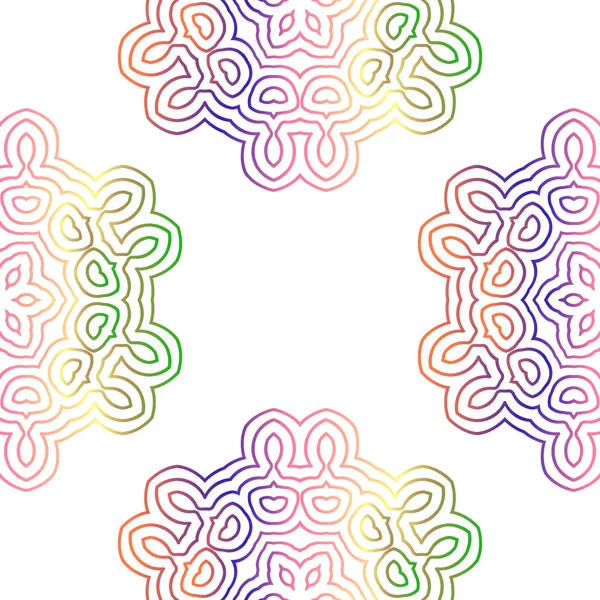 Modèle multicolore sans couture avec mandalas orientales — Image vectorielle