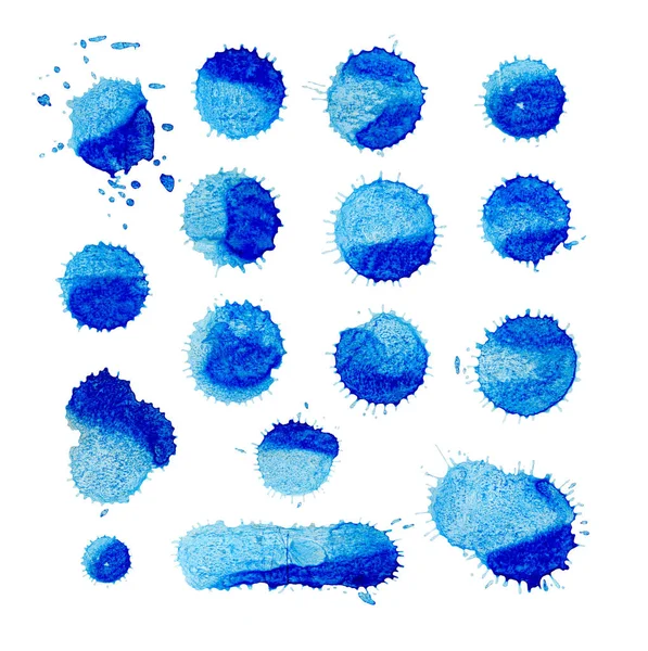 Set of blue watercolor stains. Blue watercolor splash. — Stock Photo, Image