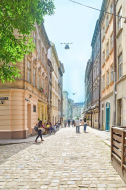 Lviv, Ukrayna - 14 Temmuz 2017: Lviv, tarihi merkezi 