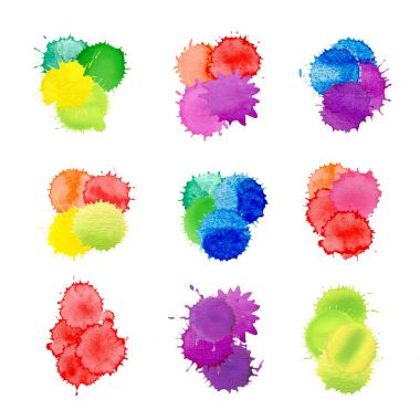 İzole soyut sulu boya lekesi. Boya tasarım kullanmak için set su sıçramalarına