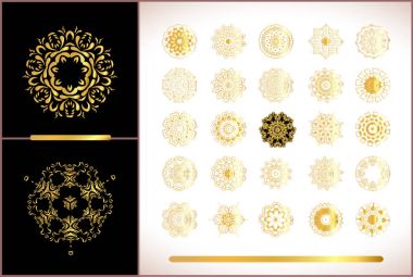 Beyaz zemin üzerine altın mandala. İslam etnik vintage desen tasarım 