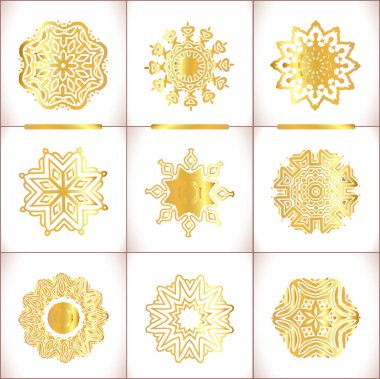  Vektör süs altın sembolleri set