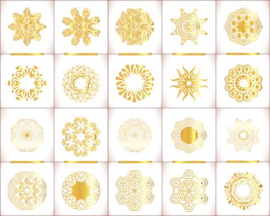  Vektör süs altın sembolleri set