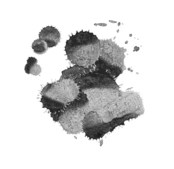 Aantal zwarte aquarel vlek. Verf zwarte vlekken — Stockfoto