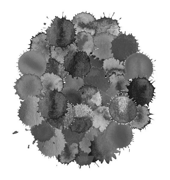 Soyut noktalar daire kare. Grunge siyah suluboya tekerlek.