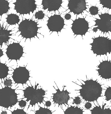 Beyaz daire kare siyah sprey boya lekesi ile.