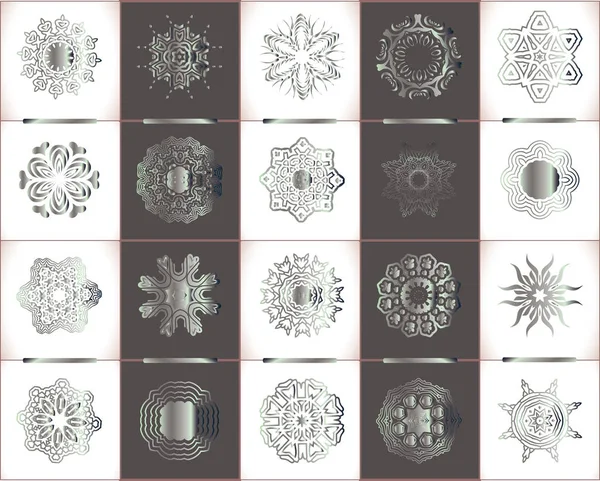 Mandala argent motif ornement rond . — Image vectorielle