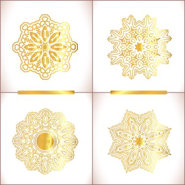 Altın vektör mandalalar kümesi.