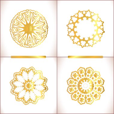 Set desen geometrik altın logosu. 