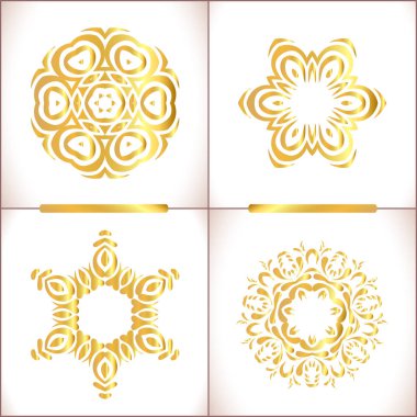 Set desen geometrik altın logosu. 