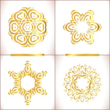 Set desen geometrik altın logosu. 