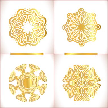 Set desen geometrik altın logosu. 