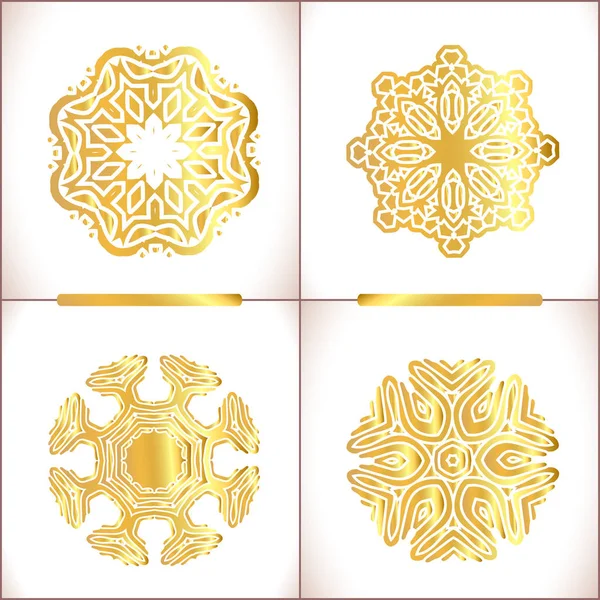 Set desen geometrik altın logosu. 