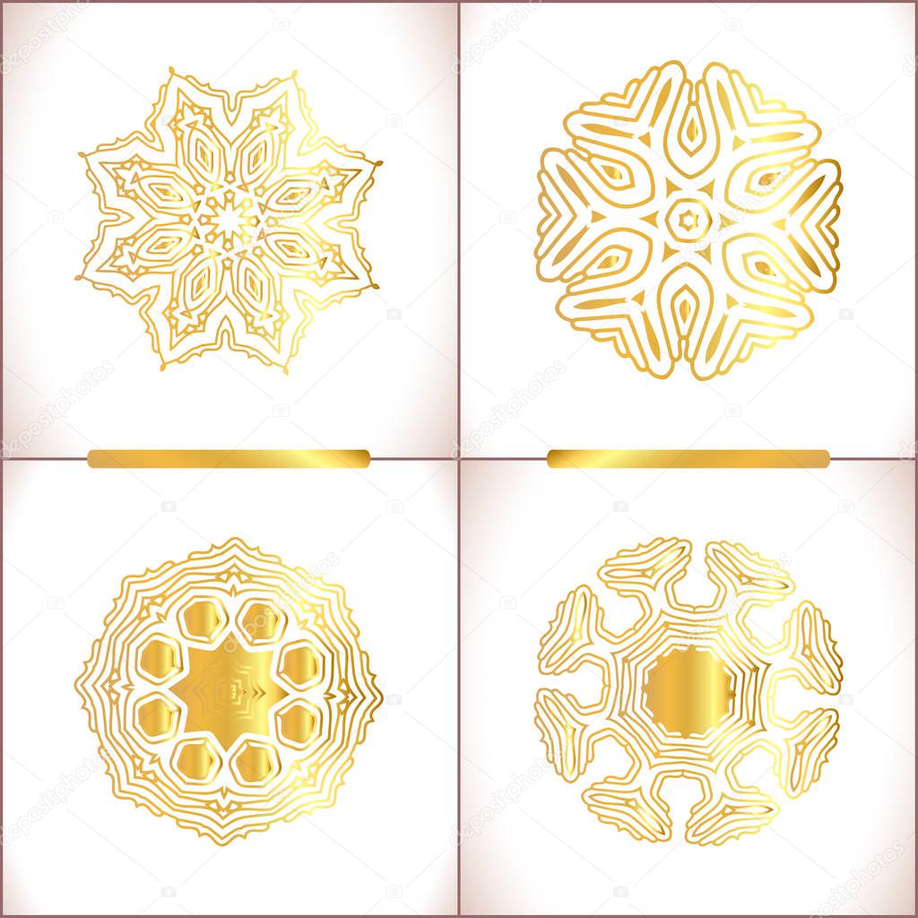 Set of gold vector mandalas.