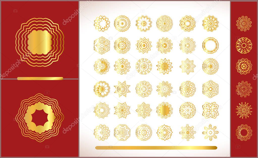 Geometric gold  pattern on white background. Vector gold luxury vintage background. Gold classic pattern.